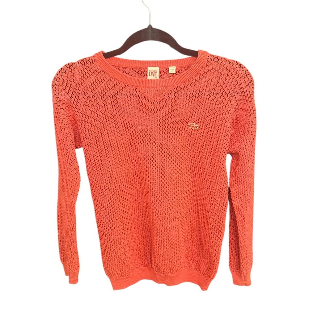 Lacoste Live Vibrant Coral Loose Weave Sweater